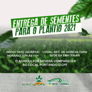Prefeitura de Rafael Fernandes através da Sec. de Agricultura fará entrega de sementes para os agricultores