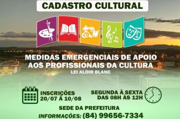 Prefeitura inicia Cadastro Cultural, inscrições seguem até 10/08