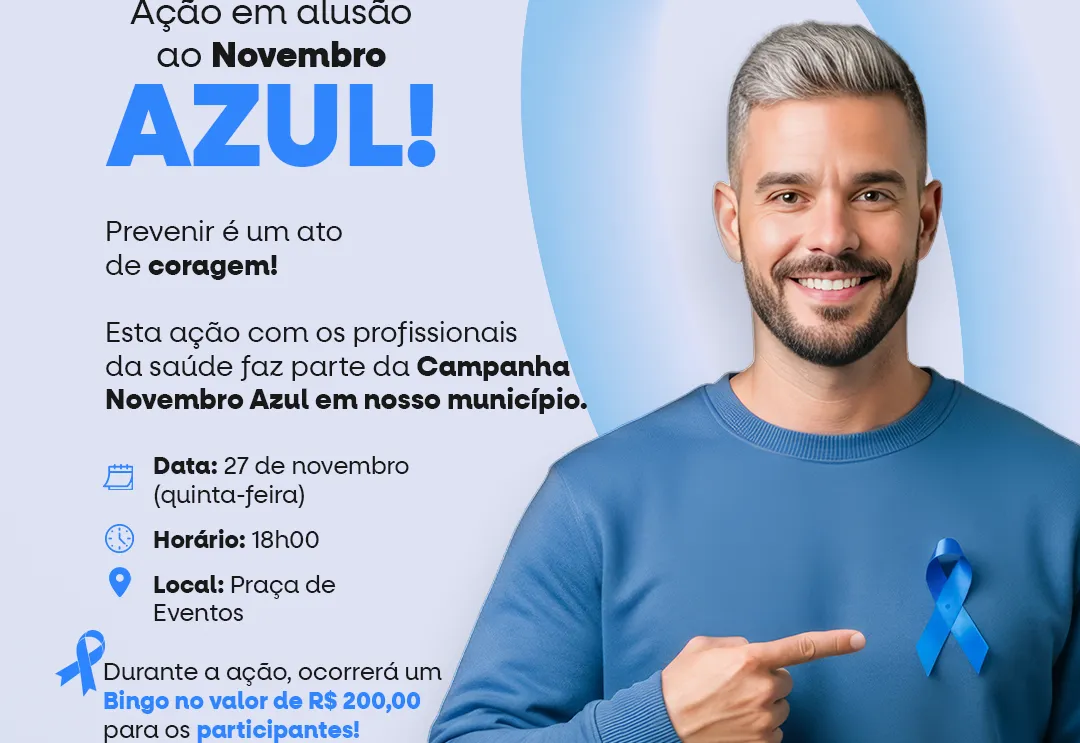 Secretaria de Saúde irá promover Ação do Novembro Azul, nesta quinta (27).