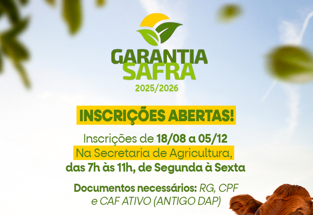 Inscrições abertas para o Seguro Safra