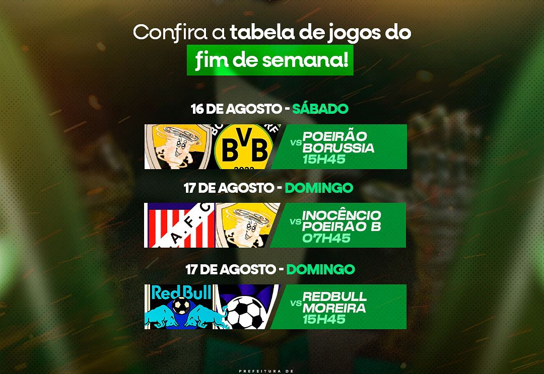 Confira a tabela de jogos do Campeonato Municipal de Futebol de Rafael Fernandes para esse final de semana