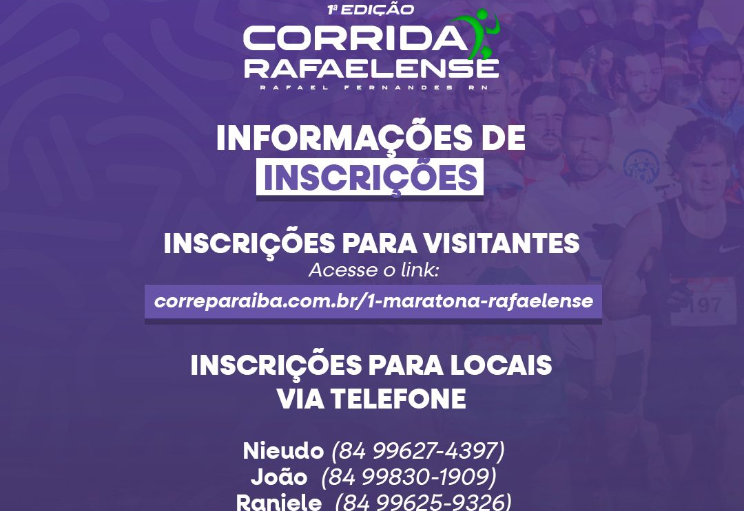 Inscrições abertas para a 1ª Corrida Rafaelense.