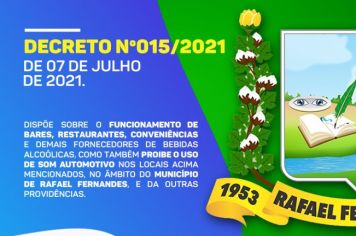  Decreto Nº015/2021 de 07 de Julho de 2021