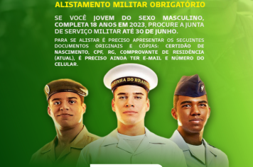 Alistamento Militar para jovens que completam 18 anos em 2023
