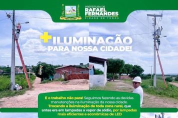 Prefeitura realiza troca de lâmpadas em postes da zona rural do município