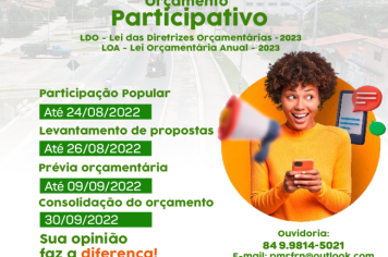 Orçamento participativo 2023, participe dê a sua opinião através da nossa ouvidoria (84) 99814-5021