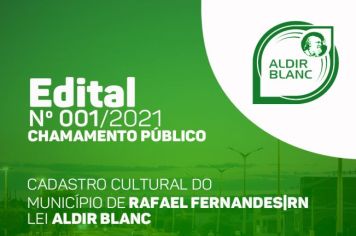 Edital n001/2021 – Chamamento Público, Cadastro Cultural do Município de Rafael Fernandes/RN (Lei Aldir Blanc)