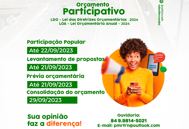 Orçamento Participativo, população poderá enviar propostas até o dia 22/09