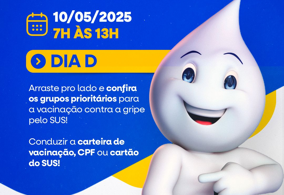A Secretaria Municipal de Saúde de Rafael Fernandes, realizará o dia D de vacinação contra a gripe