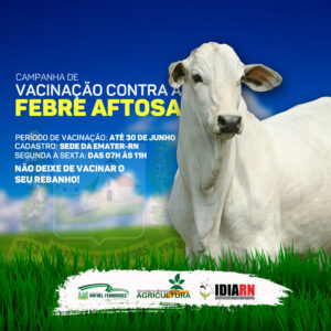 Read more about the article Campanha contra Febre Aftosa segue até 30 de junho, produtores rafaelenses devem procurar a EMATER-RN para cadastro