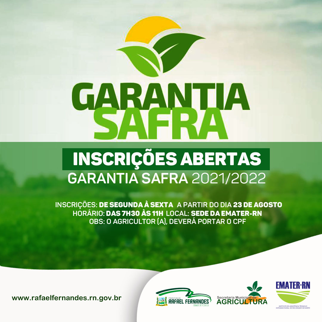 Read more about the article Inscrições para o Garantia Safra estarão abertas a partir do dia 23