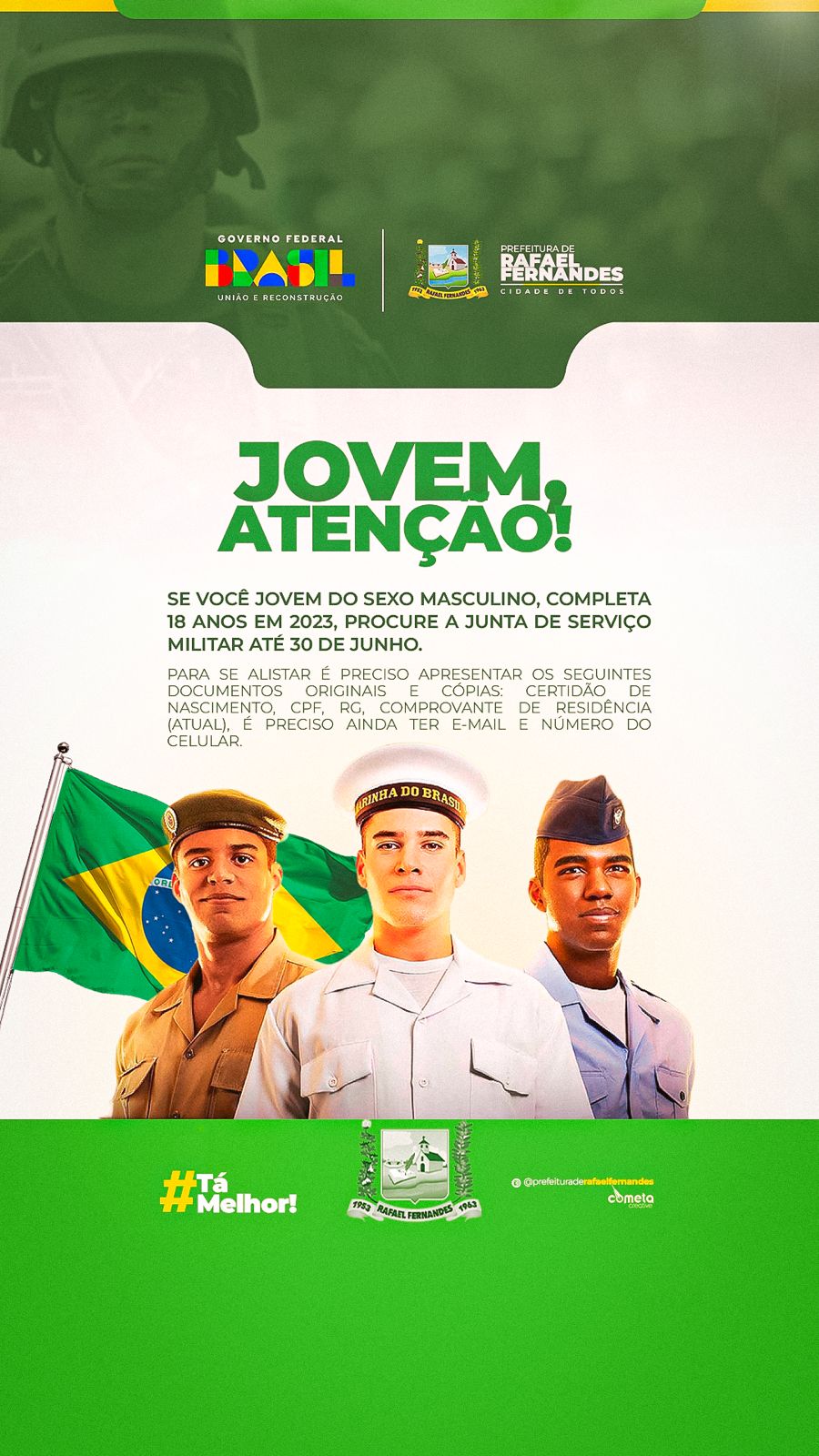 Read more about the article Atenção Jovem, alistamento militar obrigatório 2023